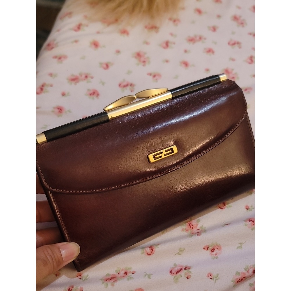 Classic Brown Leather Wallet with Gold Hardware 8"